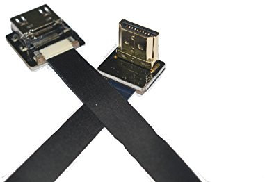 Soft Flat Slim Thin standard HDMI FFC FPV HDMI Cable Standard HDMI Female Receptacle Plug to Standard HDMI Male 90 Degree male for Raspberry Gimbal rig Aerial Shooting FPV Black (10CM)