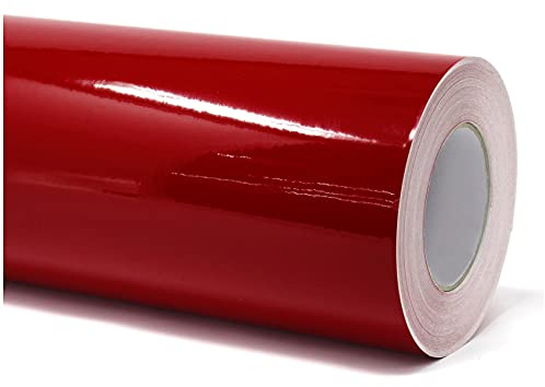 Finest Folia (7€/m² Plotterfolie Möbelfolie glänzend Glanz Klebefolie Küchenfolie selbstklebende PVC Folie 63cm Medienbreite (030 Dunkelrot, 5 Meter)