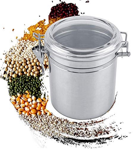 Stainless Steel Coffee Container Vacuum Sealed Storage Jar for Sugar Tea Bean, 800/1100 / 1400 / 1900ml Food Jars Canisters(L)