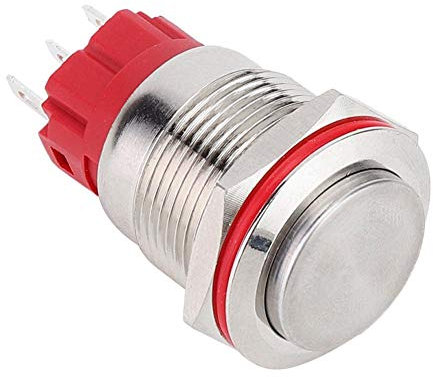 Interrupteur à Bouton-Poussoir, DC 9-30V 1NO 1NC Interrupteur à Bouton-Poussoir à Verrouillage Interrupteur à Bouton-Poussoir Rond Autobloquant en Acier Inoxydable(Tête Haute autobloquante)