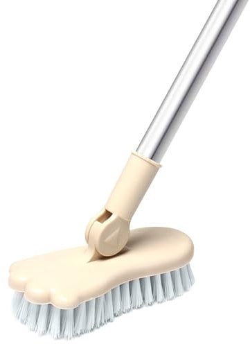Floor Scrub Brush Bathroom Bathtub Shower Tile Grout Scrubber Rotatable 5.9inches Wide 47.2inches Long Handle Indoor Kitchen Push Broom Scrubbing Cleaning Brush for Hard to Reach Areas