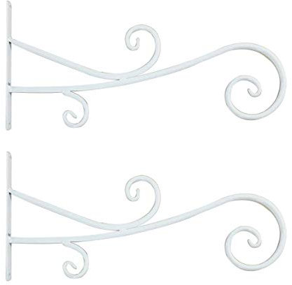 TentHome 2X Blumenhaken Blumenampelhalter Blumenampel Halterung Metall Wandhaken Wandhalterung für Blumentop Windspiele, Balkon/Garten Deko mit Schrauben und Dübeln, Weiß