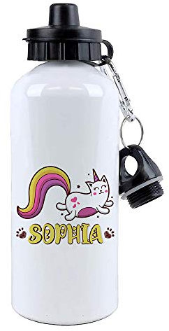 Personalised Caticorn Girl Baby Kid ANY NAME Beauty Cat Unicorn Birthday Back to School Christmas Present Gift idea 500 Ml Water Bottle.