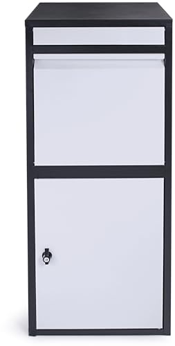 Ondis24 Korona Paketbox Postbox für Pakete, Päckchen, Warensendungen und Briefe mit Paketsafe, galvanisiert (103 cm, Schwarz Grau)