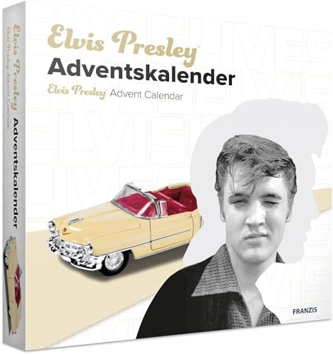 FRANZIS 55120 - Elvis Presley Adventskalender, Cadillac Eldorado Metallmodell im Maßstab 1:37, inkl. Soundmodul und 52-seitigem Begleitbuch