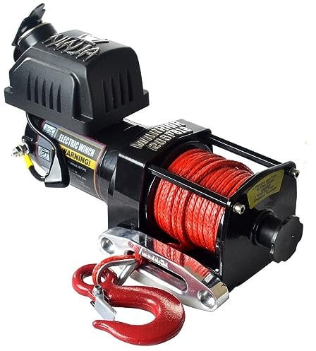 Warrior Winches Ninja 2,000 lbs/907KG, Seilwinde mit synthetischem Seil, 12 V, mit Montageplatte, Zugkraft von 1,0 m pro Minute, Seilzug 20SPA12