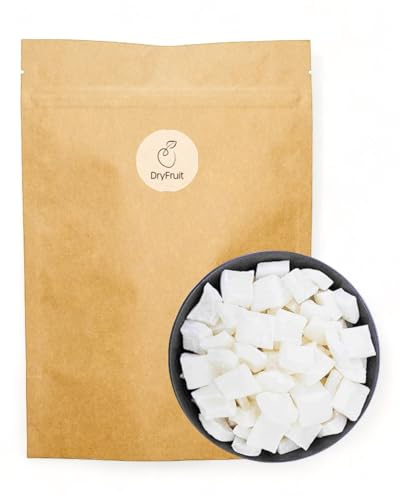 Dry-Fruit - Kokoswürfel Chunks 1Kg | Kokosnuss getrocknet | Kokos Stücke | hart | aromatisch und süß | Knabberspaß mit Urlaubsfeeling | kandierte Trockenfrüchte