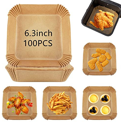 Air Fryer Liners,100 PCS Airfryer Liners Disposable Square Cooking Greaseproof Paper,Parchment Paper Liner Compatible with Cosori,Ninja