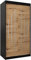 MEBLE KRYSPOL Schwebetürenschrank York 100 cm Kleiderschrank mit Kleiderstange und Einlegeboden Schlafzimmer- Wohnzimmerschrank Schiebetüren Modern Design (Schwarz + Artisan Eiche)