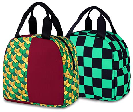 Roffatide Anime 2PCS Mittagessen Tasche Auslaufsichere wiederverwendbare isolierte Lunch Box Arbeit Reise Picknick isolierte Lunch Container E