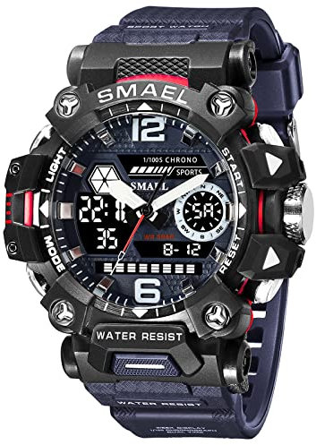 SMAEL 8072 Herren Militär Armbanduhr Outdoor LED Digital Uhr Wasserdicht Taktische Armee Handgelenk Sportuhren für Herren, Marineblau, 8072, Modisch und leger