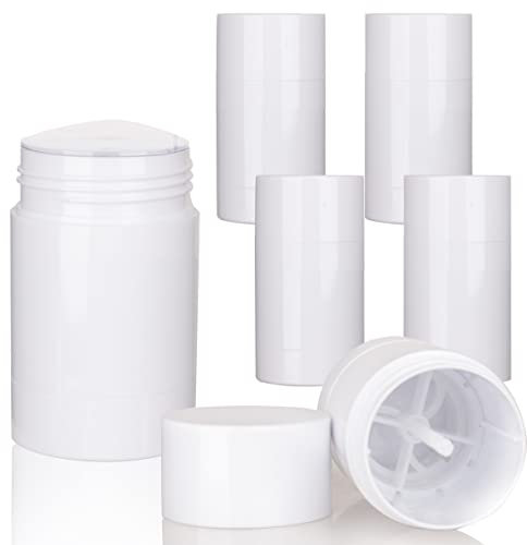 COSIDEA 4 x weiße, runde leere Deo-Behälter, 50 g, Bodenfüllung, große Twist-Up-Röhrchen für Haarwachs, Chapstick-Röhrchen