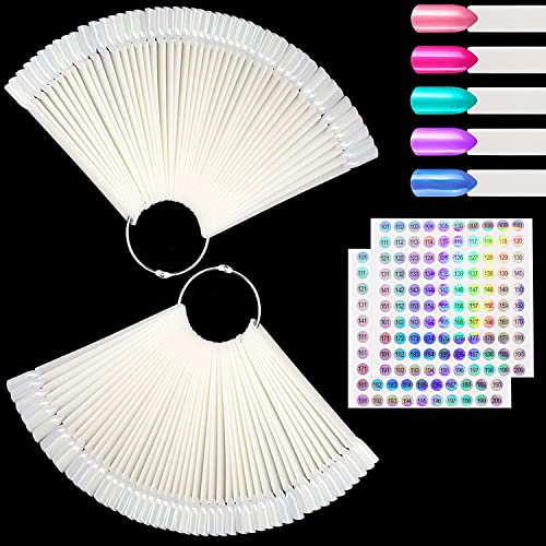 100PCS Nuancier Ongles avec 2PCS Autocollants de Numéro 101-200 pour Presentoir Ongles, Nuancier Ongles Numéroté pour Presentoir Vernis, Accessoire Ongle (Naturel)