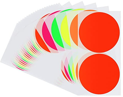 Hycodest 7,6 cm verschiedene fluoreszierende runde Farbkodierungsetiketten, blanko Punktaufkleber, 5 Farben, 50 Stück