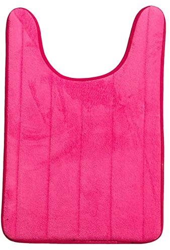 Lifup Tappetini per WC, Tappeto Bagno Peluche Antiscivolo Assorbente Lavabile Fucsia 50 x 80 cm