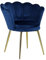 Totò Piccinni Poltroncina VELVET imbotita con schienale a conchiglia in velluto con gambe in oro (Blu)