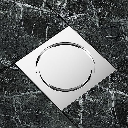 Bodenabläufe, verchromter/schwarzer Messing-Stealth-Bodenablauf mit Abdeckung, Badezimmer-Ablaufstopfen, geruchshemmender Bad-Duschfalle-Ablauffilter, Chrom