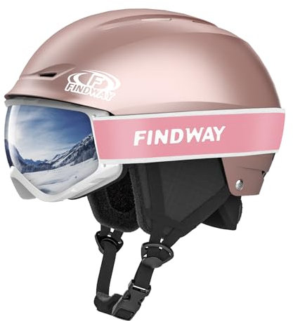 Findway Skihelm Set, Snowboardhelm mit Brille für Erwachsene [stoßfest] Sicherheit Strapazierfähige ABS-Schale und schützende EPS-Schaum-Innenschale, Schneesporthelm und Brille für Herren Damen Jugend