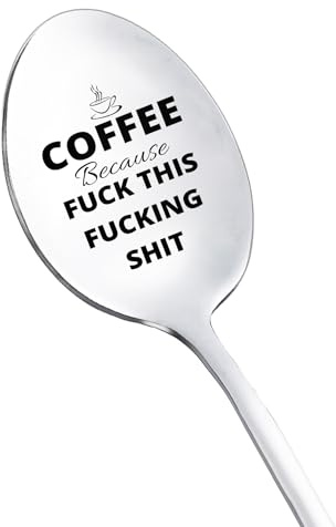 Christmas Birthday Gifts for Husband Wife Coffee Because Fuck This Fucking Shit Spoon for Boyfriend Girlfriend Coffee Tea Lover Gift for Couple Coffee Tea Gifts for Him Her