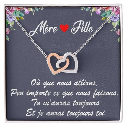 Bramart Collier pour femme Mère et Fille Argent, Mère Idées cadeaux pour elle Anniversaire de mariage, Anniversaire ou Noël - Coffret avec dédicace comprise (Or - Mère et Fille)