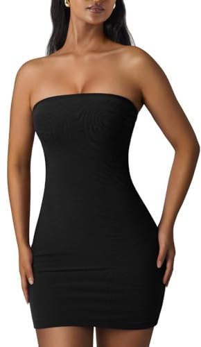 XXTAXN Womens Sexy Tube Sleeveless Bodycon Cocktail Party Mini Dress Black