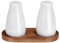 Huiguli Sale e Pepiera Set, 2 Pezzi 85ml Saliera da Tavola con Vassoietto di Bambù, Bianco Porcellana Salt Shaker per Cucina, Barbecue, Camper, 8.5x3x5cm