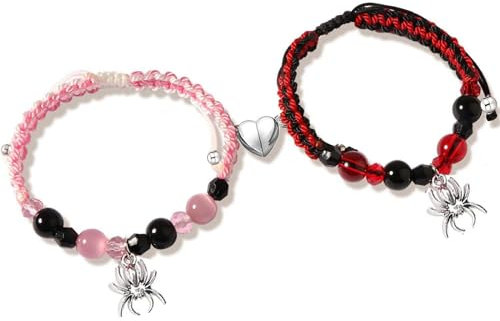 SIXDUTON Freundschaftsarmband Pärchen Armband, Magnetische Matching Partnerarmbänder Paar Armbänder, Geschenke für Bester Freund Liebhaber Freund Freundin (Spinne & Spinne)