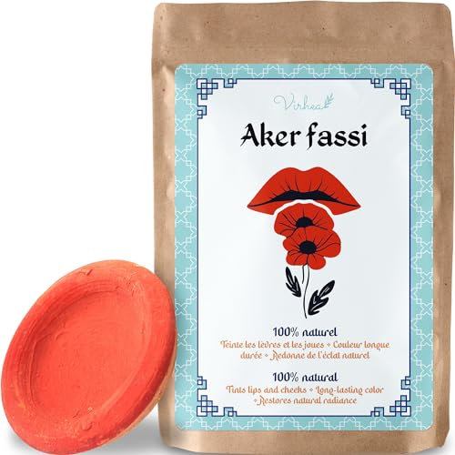 Auténtico Aker Fassi Pintalabios Natural Marroquí Amapola y Granada Belleza Tradicional
