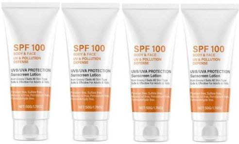 4 Stück Sonnenmilch Lsf 100, Sonnenschutzcreme Lsf 100, Sonnencreme Sport Sonnenlotion, Sonnenschutz Für Gesicht Körper, Gesichtssonnenschutz 100 Schutzfaktor, Gesichtssonnencreme Mit UVA/UVB Schutz