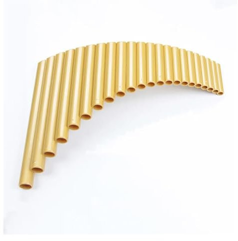 Panflöte aus Bambus ABS Kunststoff Panflöte 22 Rohre G Key Pan Flöte Gold Farbe Panflöte(Gold Right Hand)