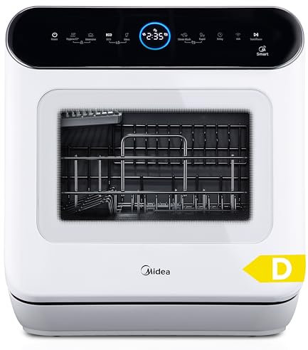 Midea Tischgeschirrspüler für 3 Gedecke, mit und ohne Wasseranschluss Verwendbar, IOT-Steuerung, 6+1 Programme, Touch Control, Mini Geschirrspüler für Wohnungen, Schlafsäle und Wohnmobile