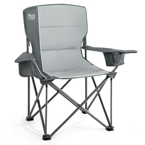 TIMBER RIDGE XXL Campingstuhl Faltbar 200KG Belastbar Übergröße Bequem Gepolster Klappstuhl Camp Garten Balkon Strand Camping Stuhl Sessel Gartenstuhl Anglerstuhl Regiestuhl