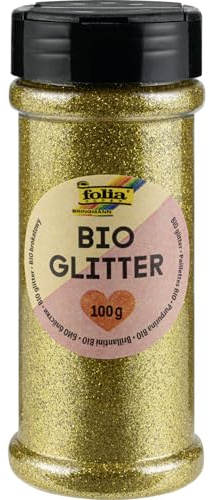 folia 578165 - Bio Glitter, 100 g, organischer Glitzer in Gold, zum Verzieren und Dekorieren