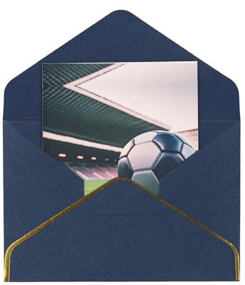 Dankeskarte mit Fußball-Druck, mit Umschlag, Weihnachtsgeschenkkarte mit Goldfolien-Rand