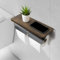 Toilet Roll Holder Wall Mounted, Double Toilet Paper Holder with Wood Shelf & Metal Sheet, Floating Shelves, Rustproof Tissue Loo Roll Dispenser Holder for Bathroom and Kitchen（30 x 11 x 9.5 CM）