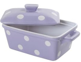 Isabelle Rose - IR5497 - Keramik Butterdose/Mini Backform - Flieder mit weißen Punkten/polka dot