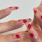 Valentine False Nails Long Coffin, SXVME Nude Press on Nails Long Square With 3D Red Lip Design Fake Nails Natural Glue on Nails Acrylic Valentine Stick on Nails for Women 24 Pcs