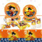 Party Tableware Set Boys-Animie Ball Birthday Decorations Yellow Dragon Themed Supplies 51PCS Paper Plates Cups Napkins Tablecloth Party Favors for Kids Baby Shower Birthday Deco
