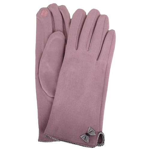SNUGRUGS Womens Super Soft Micro Suede Cosy Cold Winter Glove/Gloves with Bow Design (Blush, One Size)
