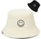 Durio Fischerhut Damen Sonnenhut Baumwolle Bucket Hat Herren Reversibel Faltbar Anglerhut Sommerhut Reisen SmileyWorld® Schwarz Beige