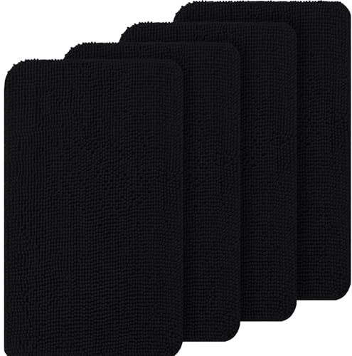 OLANLY Hunde-Fußmatten-Set, 4-teilig, 76 x 50 cm, absorbiert Feuchtigkeit und Schmutz, saugfähige, rutschfeste, waschbare Fußmatte, schnell trocknende Chenille-Schlammmatte für Hunde, Eingangsteppich