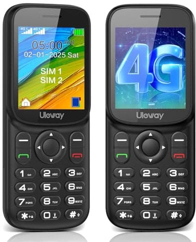 Tosaju Téléphone Portable 4G LTE Mini Basique Débloqué - Autonomie Longue Durée Double SIM Bluetooth Appareil Photo 1000mAh Compatible Tous Opérateurs Téléphone d'urgence ou Secondaire