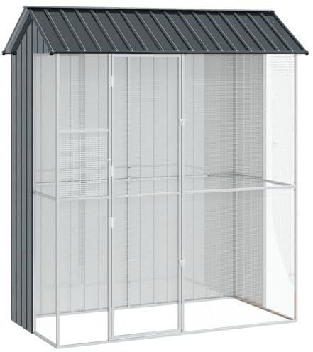 vidaXL Vogelkäfig Anthrazit 215 x 110 x 247 cm Verzinkter Stahl