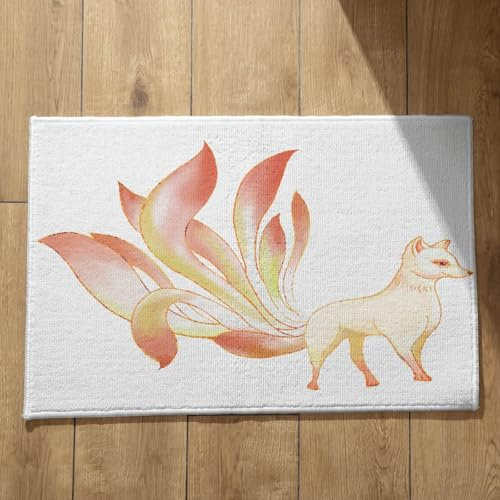 EHOMERY Schmutzfangmatte Für Aussen Fussmatte Nach Maß Neunschwänziger Fuchs Schmutzfangmatte Personalisiert Lustige Fussmatte 45x75cm