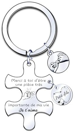 JRZDFXS Cadeau Mamie Petit fils Porte Clef Ado Garçon Idee Cadeau Naissance Garçon Cadeau Noël petit-fils homme anniversaire 18 ans (petit fils)