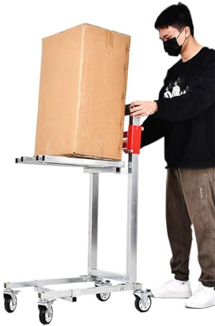 Manueller Gabelstapler, verzinkter Stahl, Handkurbel, Hubwagen für Zuhause, Garage, Lager, Supermärkte, faltbar, strapazierfähig, 59 kg Kapazität
