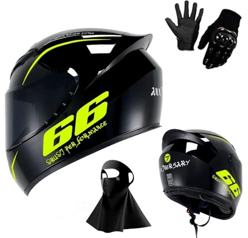 2025 Motorcycle Full Face Black Sun Visor Helmets for Adults Street Bike Racing Motorbike Helmet with Gloves Mask DOT Approved