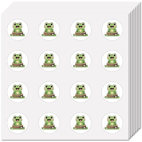 CREATCABIN 128 Mini Frosch Aufkleber Cartoon Tier Aufkleber 2.5cm Wasserdicht Selbstklebend Klein Rund Punkt Kreis Grün Frosch Aufkleber Motivierende Etiketten Für Lehrer Belohnungen Klassenzimmer