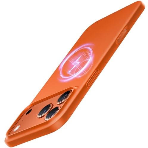 TORRAS Ultra Dünn für iPhone 17 Pro Hülle für MagSafe [Nr. 1 Magnetkraft] Handyhülle iPhone 17 Pro Case Stoßfest Kratzfest (Samtiger Griff & Elegantes Aussehen) Slim iPhone Hülle Orange