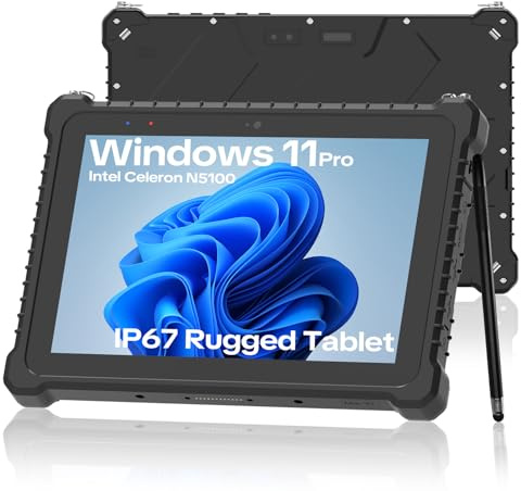NORQIN 10,1 Pouces Robust Tablette PC,IP67 Industriel Rugueux PC,Windows 11 Pro,Lisible au Soleil,Intel N5100 8GB+256GB,4G LTE GPS,WiFi/BT,Appareil Photo 8MP+5MP,pour Travaux Extérieurs et Terrain